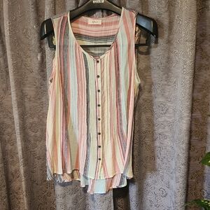 Style & Co. Multicolor Striped Button-Front Blouse